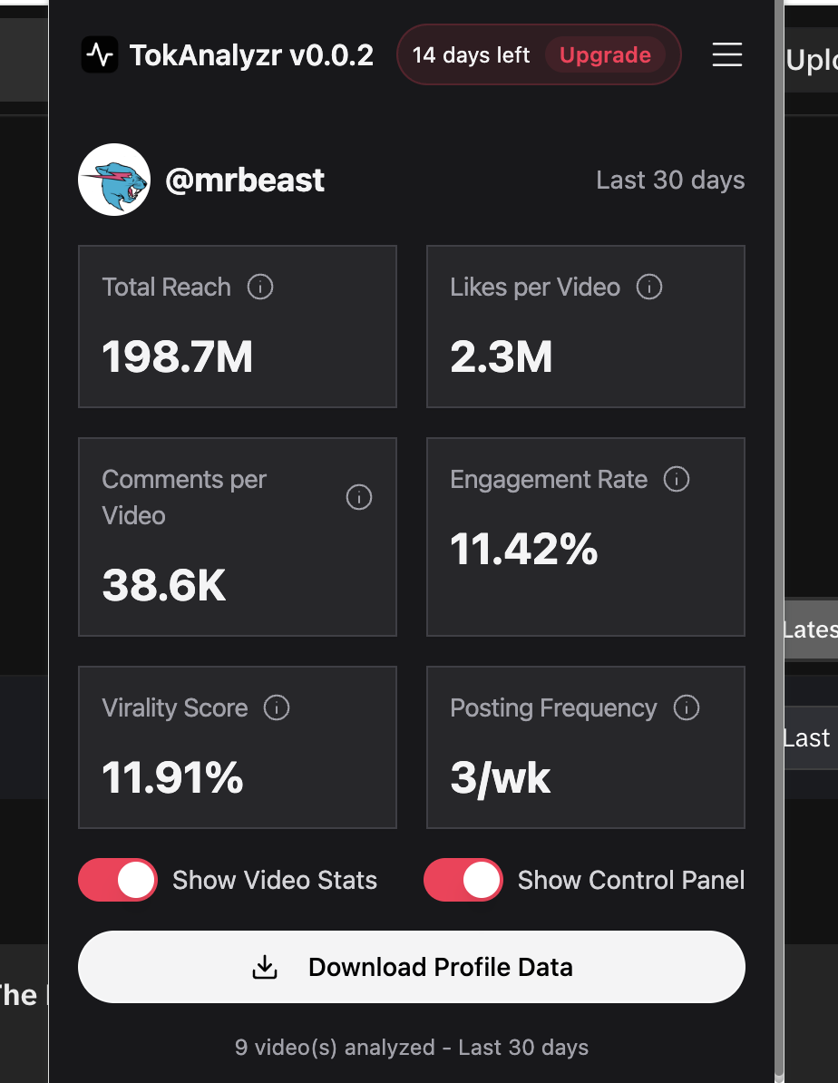 A filtering interface for TikTok videos.